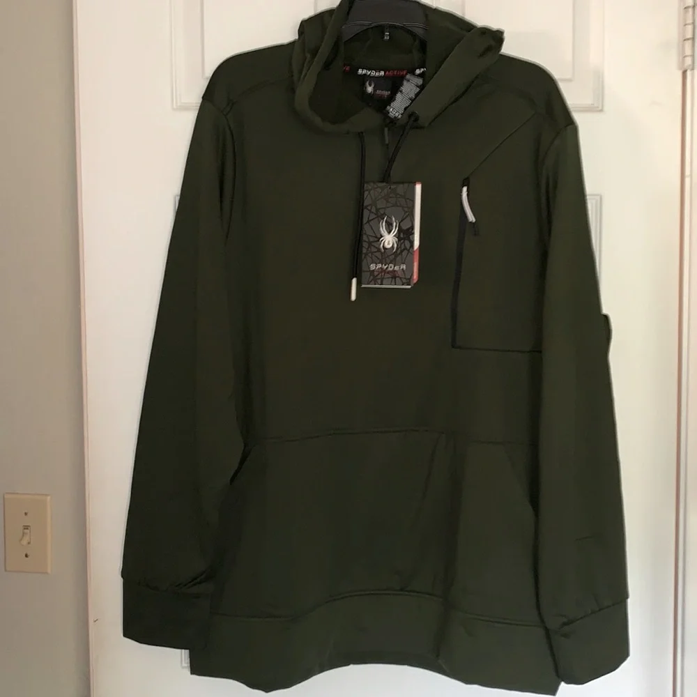 Men’s SPYDER ACTIVE olive pullover hoodie - Picture 2 of 7